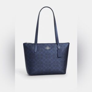 Coach Fiona Zip Tote Bag In Signature Canvas NWT